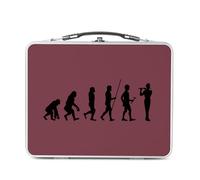 Fabulous Lunch Box in metallo argentato per sandwich e snack, Evolution Flute Traversière Music Strumento Musicent, scatola da gustare in alluminio, ciotola rigida, stile retrò, stampata in Francia