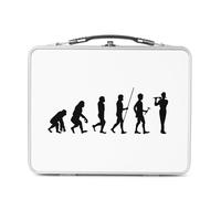 Fabulous Lunch Box in metallo argentato per sandwich e snack, Evolution Flute Traversière Music Strumento Musicent, scatola da gustare in alluminio, ciotola rigida, stile retrò, stampata in Francia