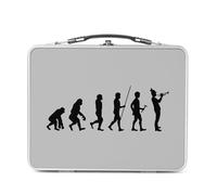 Fabulous Lunch Box in metallo argentato per sandwich e snack - Evolution Tromba Orchestra Jazz Musique Strumento Musicente - Scatola da gustare in alluminio ciotola rigida stile retrò stampata in