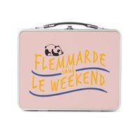 Fabulous Lunch Box in metallo argentato per sandwich e snack - Flemmarde eccetto il weekend Fun Noii Lavoro Scuola - Scatola da gustare in alluminio ciotola rigida in stile retrò stampato in Francia