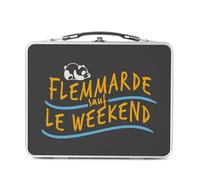 Fabulous Lunch Box in metallo argentato per sandwich e snack - Flemmarde eccetto il weekend Fun Noii Lavoro Scuola - Scatola da gustare in alluminio ciotola rigida in stile retrò stampato in Francia