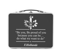 Fabulous Lunch Box in metallo argentato per sandwich e snack - François Hollande - Discorso in inglese umorismo politico - Scatola da gustare in alluminio ciotola rigida in stile retrò stampato in