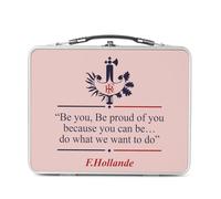 Fabulous Lunch Box in metallo argentato per sandwich e snack - François Hollande - Discorso in inglese umorismo politico - Scatola da gustare in alluminio ciotola rigida in stile retrò stampato in