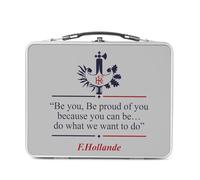 Fabulous Lunch Box in metallo argentato per sandwich e snack - François Hollande - Discorso in inglese umorismo politico - Scatola da gustare in alluminio ciotola rigida in stile retrò stampato in