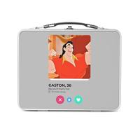 Fabulous Lunch Box in metallo argentato per sandwich e snack - Gaston Beauty and the Beast Social Network Meeting Love - Scatola da gustare in alluminio, ciotola rigida, stile retrò, stampata in
