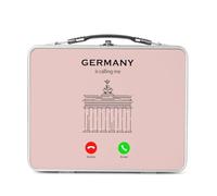 Fabulous Lunch Box in metallo argentato per sandwich e snack - Germany Is Calling Me Brandenburg Berlin Heritage - Scatola da gustare in alluminio, ciotola rigida, stile retrò, stampata in Francia