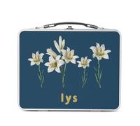 Fabulous Lunch Box in metallo argentato per sandwich e snack - gigli fiori minimalista illustrazione chic giardino - scatola da gustare in alluminio ciotola rigida stile retrò stampata in Francia