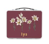 Fabulous Lunch Box in metallo argentato per sandwich e snack - gigli fiori minimalista illustrazione chic giardino - scatola da gustare in alluminio ciotola rigida stile retrò stampata in Francia