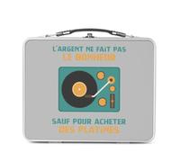 Fabulous Lunch Box in metallo argentato per sandwich e snack, giradischi in vinile DJ - L'argento non fa la felicità musicale, scatola da gustare, in alluminio, ciotola rigida, stile retrò, stampata