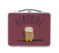 Fabulous Lunch Box in metallo argentato per sandwich e snack - gufo gioco di parola bouder amore animali - scatola da gustare in alluminio ciotola rigida stile retrò stampata in Francia