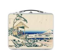 Fabulous Lunch Box in metallo argentato per sandwich e snack - Hokusai Art Japan Stampe Salon The Koishikawa Monte Fuji - Scatola da assaggiare in alluminio ciotola rigida stile retrò stampata in