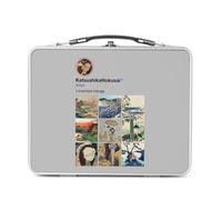 Fabulous Lunch Box in metallo argentato per sandwich e snack - Hokusai Social Networks Pittura Stampa Art Giappone - Scatola da gustare in alluminio ciotola rigida in stile retrò stampata in Francia