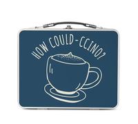 Fabulous Lunch Box in metallo argentato per sandwich e snack - How Could-ccino? Coffee Pun Cappuccino - Contenitore per gustare in alluminio, ciotola rigida, stile retrò, stampato in Francia