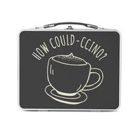 Fabulous Lunch Box in metallo argentato per sandwich e snack - How Could-ccino? Coffee Pun Cappuccino - Contenitore per gustare in alluminio, ciotola rigida, stile retrò, stampato in Francia