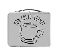 Fabulous Lunch Box in metallo argentato per sandwich e snack - How Could-ccino? Coffee Pun Cappuccino - Contenitore per gustare in alluminio, ciotola rigida, stile retrò, stampato in Francia