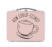 Fabulous Lunch Box in metallo argentato per sandwich e snack - How Could-ccino? Coffee Pun Cappuccino - Contenitore per gustare in alluminio, ciotola rigida, stile retrò, stampato in Francia