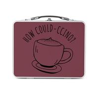 Fabulous Lunch Box in metallo argentato per sandwich e snack - How Could-ccino? Coffee Pun Cappuccino - Contenitore per gustare in alluminio, ciotola rigida, stile retrò, stampato in Francia