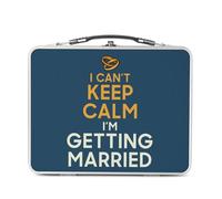 Fabulous Lunch Box in metallo argentato per sandwich e snack - I Can't Keep Calm I'm Getting Married Parodie England Matrimonio - Scatola da gustare in alluminio ciotola rigida stile retrò stampata in