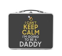 Fabulous Lunch Box in metallo argentato per sandwich e snack - I can't Keep Calm I'm going to be a Daddy Parodie England - Scatola da gustare in alluminio ciotola rigida stile retrò stampata in