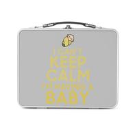 Fabulous Lunch Box in metallo argentato per sandwich e snack - I can't Keep Calm I'm Having a Baby Parodie Maman - Scatola da gustare in alluminio, ciotola rigida, stile retrò, stampata in Francia