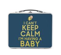 Fabulous Lunch Box in metallo argentato per sandwich e snack - I can't Keep Calm I'm Having a Baby Parodie Maman - Scatola da gustare in alluminio, ciotola rigida, stile retrò, stampata in Francia