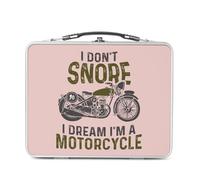 Fabulous Lunch Box in metallo argentato per sandwich e snack - I don't Snore I Dream of Motorcycle Big Bike Cafe Racer - Scatola da gustare in alluminio, ciotola rigida, stile retrò, stampata in