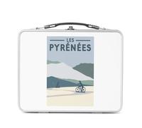 Fabulous Lunch Box in metallo argentato per sandwich e snack - I Pirenei Bici Francia Ciclismo Tour Montagne - Scatola da gustare in alluminio ciotola rigida stile retrò stampata in Francia