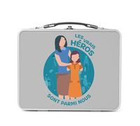 Fabulous Lunch Box in metallo argentato per sandwich e snack, i veri eroi, assistente sociale, mestiere, scatola da gustare, in alluminio, ciotola rigida, stile retrò, stampata in Francia