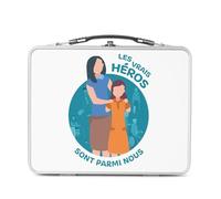 Fabulous Lunch Box in metallo argentato per sandwich e snack, i veri eroi, assistente sociale, mestiere, scatola da gustare, in alluminio, ciotola rigida, stile retrò, stampata in Francia