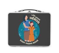 Fabulous Lunch Box in metallo argentato per sandwich e snack, i veri eroi, assistente sociale, mestiere, scatola da gustare, in alluminio, ciotola rigida, stile retrò, stampata in Francia