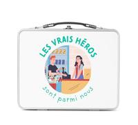 Fabulous Lunch Box in metallo argentato per sandwich e snack, i veri eroi, cassiera venditrice mestiere, scatola da gustare, in alluminio, ciotola rigida, stile retrò, stampata in Francia