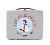 Fabulous Lunch Box in metallo argentato per sandwich e snack, i veri eroi, dottoressa professionale, medico, radiologo, scatola da gusto, in alluminio, ciotola rigida, stile retrò, stampata in Francia