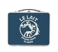 Fabulous Lunch Box in metallo argentato per sandwich e snack - Il latte cresce nella mucca per bambini animali - Scatola da gustare in alluminio ciotola rigida stile retrò stampata in Francia