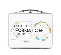 Fabulous Lunch Box in metallo argentato per sandwich e snack, il miglior computer al mondo computer, scatola da gustare in alluminio, ciotola rigida, stile retrò, stampata in Francia