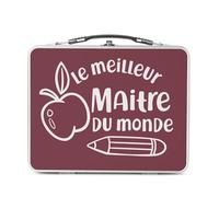 Fabulous Lunch Box in metallo argentato per sandwich e snack - Il miglior maestro del mondo scuola primaria materna - Scatola da gustare in alluminio ciotola rigida in stile retrò stampata in Francia