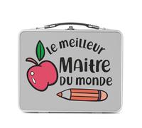 Fabulous Lunch Box in metallo argentato per sandwich e snack - Il miglior maestro del mondo scuola primaria materna - Scatola da gustare in alluminio ciotola rigida in stile retrò stampata in Francia