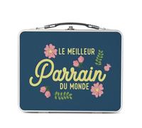 Fabulous Lunch Box in metallo argentato per sandwich e snack - Il miglior padrino del mondo famiglia - Scatola da gustare in alluminio ciotola rigida in stile retrò stampata in Francia