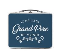 Fabulous Lunch Box in metallo argentato per sandwich e snack - Il miglior papà del mondo famiglia Papi - Scatola da gustare in alluminio ciotola rigida in stile retrò stampata in Francia