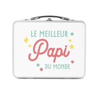 Fabulous Lunch Box in metallo argentato per sandwich e snack, il miglior papi del mondo nonno famiglia - Scatola da gustare in alluminio ciotola rigida in stile retrò stampata in Francia