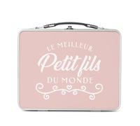 Fabulous Lunch Box in metallo argentato per sandwich e snack - Il miglior piccolo figlio del mondo grandi genitori famiglia - Scatola da gustare in alluminio ciotola rigida in stile retrò stampata in