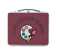 Fabulous Lunch Box in metallo argentato per sandwich e snack, il miglior pittore del mondo, pittura artista creazione, tavolo, scatola da gustare in alluminio, ciotola rigida, stile retrò, stampata in