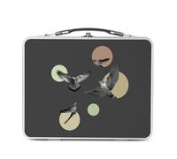 Fabulous Lunch Box in metallo argentato per sandwich e snack - Il volo degli uccelli Collage Art Surrealismo - Scatola da gustare in alluminio ciotola rigida in stile retrò stampata in Francia