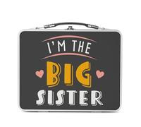 Fabulous Lunch Box in metallo argentato per sandwich e snack - I'm the Big Sister Family Daughter Child - Scatola da gustare in alluminio, ciotola rigida, stile retrò, stampata in Francia