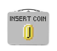 Fabulous Lunch Box in metallo argentato per sandwich e snack, inserto angolare Pixel Art Retro Arcade Videogiochi a 8 bit, scatola per gustare in alluminio, ciotola rigida, stile retrò, stampata in