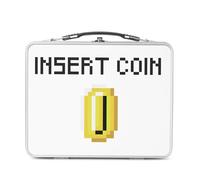 Fabulous Lunch Box in metallo argentato per sandwich e snack, inserto angolare Pixel Art Retro Arcade Videogiochi a 8 bit, scatola per gustare in alluminio, ciotola rigida, stile retrò, stampata in