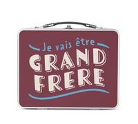 Fabulous Lunch Box in metallo argentato per sandwich e snack - Io sarò grande fratello famiglia figlio bambino - Scatola da gustare in alluminio ciotola rigida in stile retrò stampata in Francia