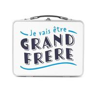 Fabulous Lunch Box in metallo argentato per sandwich e snack - Io sarò grande fratello famiglia figlio bambino - Scatola da gustare in alluminio ciotola rigida in stile retrò stampata in Francia