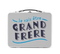 Fabulous Lunch Box in metallo argentato per sandwich e snack - Io sarò grande fratello famiglia figlio bambino - Scatola da gustare in alluminio ciotola rigida in stile retrò stampata in Francia