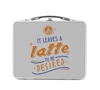 Fabulous Lunch Box in metallo argentato per sandwich e snack - It Leaves a Latte to be Desired Coffee Pun - Scatola da gustare in alluminio, ciotola rigida, stile retrò, stampata in Francia