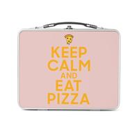 Fabulous Lunch Box in metallo argentato per sandwich e snack - Keep Calm and Eat Pizza Parodie Street Food Italy - Scatola da gustare in alluminio ciotola rigida in stile retrò stampata in Francia